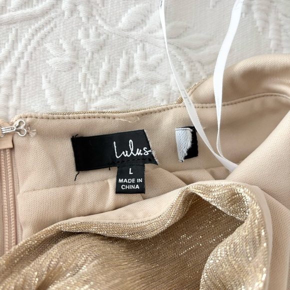 NWOT Lulus Be A Star Gold Halter Maxi Dress Large - Picture 5 of 9